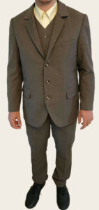 costume 3 pièces brun